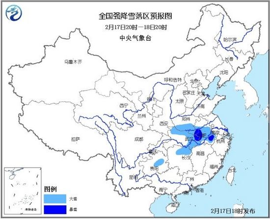 明日強(qiáng)降雪主攻豫皖鄂 暴雪預(yù)警持續(xù)發(fā)布