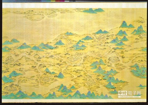 臺北故宮所藏《京杭運(yùn)河圖》結(jié)合傳統(tǒng)山水畫法與寫實(shí)的觀測視角。(圖自臺灣“中時(shí)電子報(bào)”)