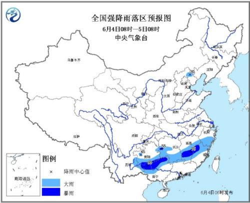 全國強降雨落區(qū)預報圖